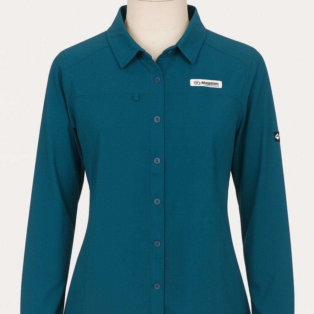 Magellan Outdoors Fish Gear Long Sleeve Shirt Size L Teal Vented Fishing H